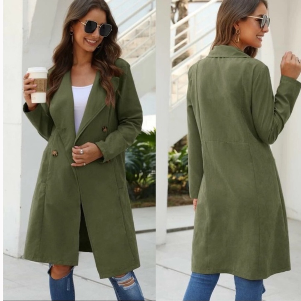 Olive Button Detail Jacket - Picture 2 of 3